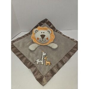 Small Wonders Safari Lion Giraffe Animal Security Blanket Baby Lovey Satin Brown